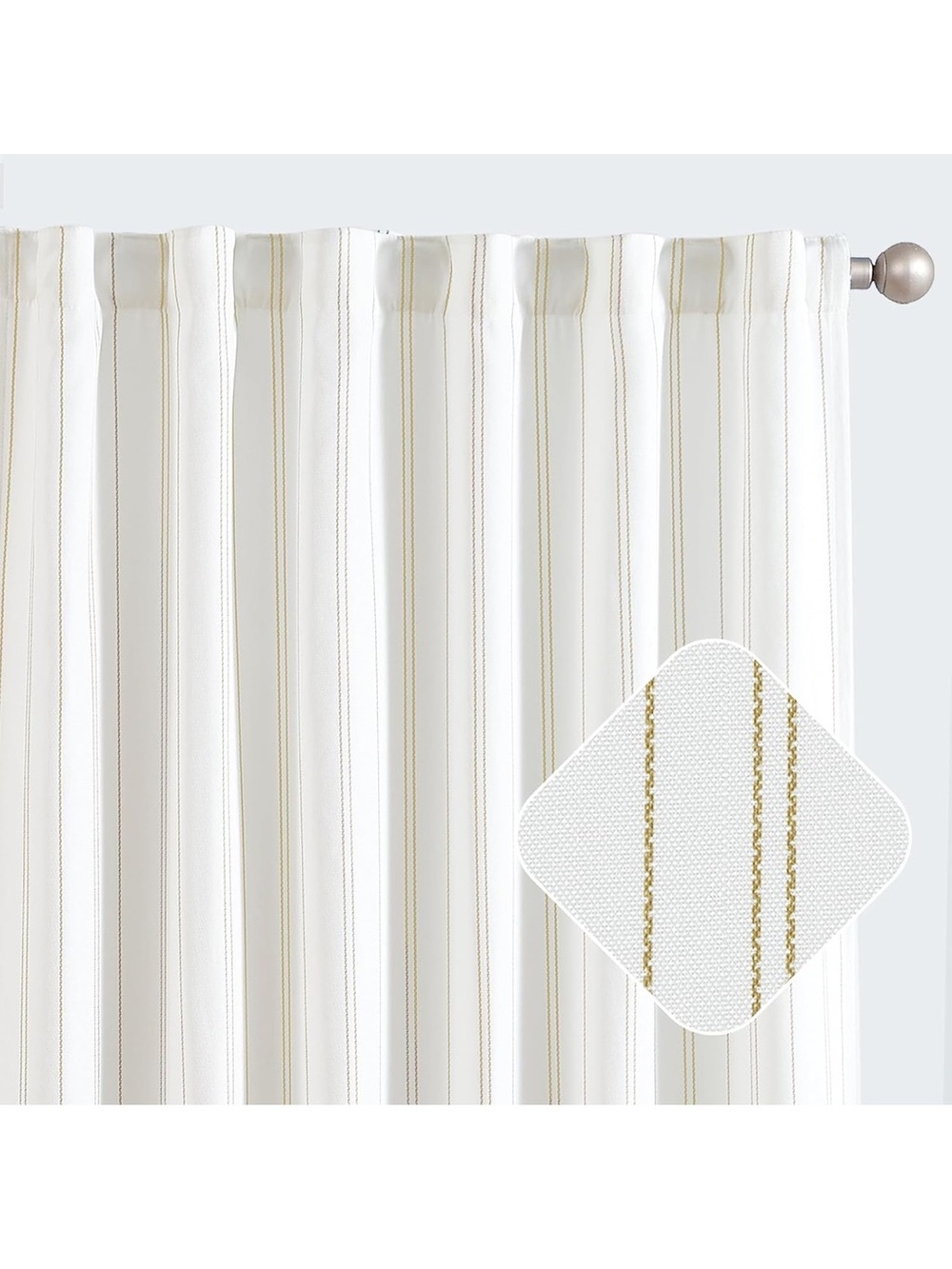Yellow Striped Curtains 90”Length Window Treatment Modern Linen Look 1857/c-1